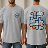 Tired Dads Club Shirt - Road Map Back Print Tee - Funny Gift for Dad