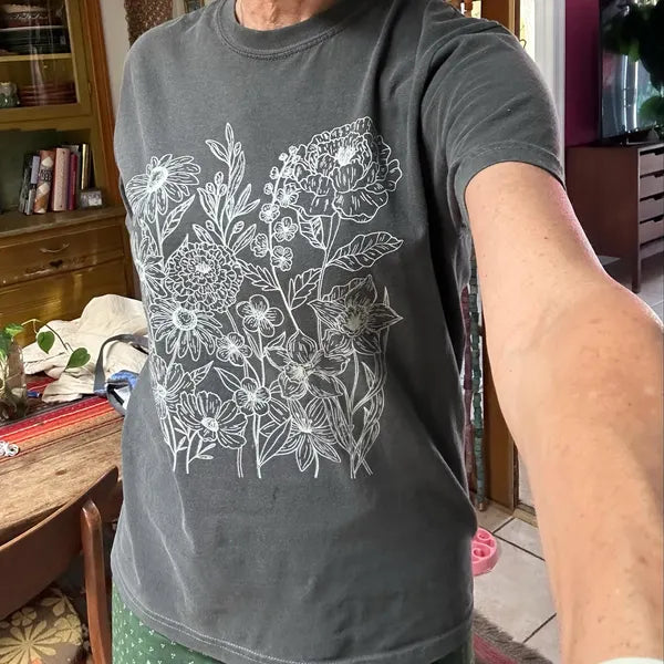 Vintage Pressed Flowers Shirt - Boho Cottagecore Botanical Floral Tee