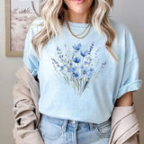 Blue Flower Bouquet Shirt, Flower Lover Shirt, Retro Floral Shirt