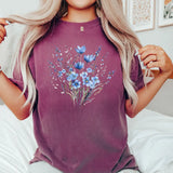 Blue Flower Bouquet Shirt, Flower Lover Shirt, Retro Floral Shirt