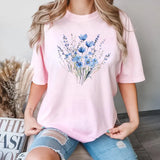 Blue Flower Bouquet Shirt, Flower Lover Shirt, Retro Floral Shirt