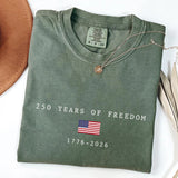 Comfort Colors® America 250th Birthday Shirt - 250 Years of Freedom 1776-2026 Tee - Patriotic USA Flag T-Shirt