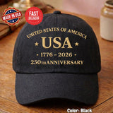 USA 250th Anniversary Hat Cap Eagle 1776 2026 Embroidered  Veteran Made In USA