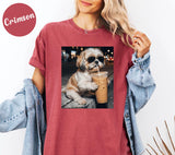 Funny Shih Tzu Drinking Iced Coffee Shirt - Cute Dog Lover Graphic Tee