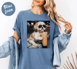 Funny Shih Tzu Drinking Iced Coffee Shirt - Cute Dog Lover Graphic Tee