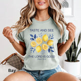 Taste and See Lemon Shirt - Bible Verse Summer Tee
