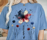 America 250th Anniversary Floral Shirt - Patriotic Wildflowers Tee