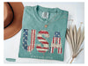 Comfort Colors® 4th of July Shirt, FAUX Patchwork USA Shirt, Retro American Shirt, Patriotic Shirt