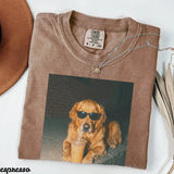 Funny Golden Retriever Drinking Iced Coffee Shirt - Dog Meme Tee