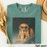 Comfort Colors® Golden Retriever Drinking Iced Coffee Shirt, Dog Meme Graphic Tee, Funny Dog Tee, Dog Mom Gifts, Trendy Pet Shirt Gift Idea