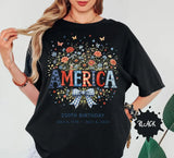 Floral America 250th Birthday Shirt - Patriotic 4th of July 2026 Tee
