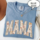 Comfort Colors Vintage Floral Mama T-Shirt, Retro Spring Mom Tee