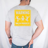 Funny BBQ Warning Shirt - Warning BBQ In Progress Back Print Tee - Grilling Gift for Men - Backyard Cookout Shirt - Grill Master Birthday Gift