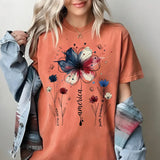America 250th Anniversary Floral Shirt - Patriotic Wildflowers Tee