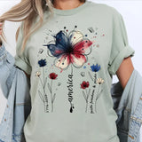 America 250th Anniversary Floral Shirt - Patriotic Wildflowers Tee