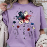 America 250th Anniversary Floral Shirt - Patriotic Wildflowers Tee