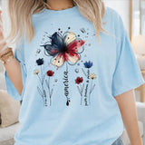 America 250th Anniversary Floral Shirt - Patriotic Wildflowers Tee