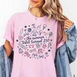 America 250th Anniversary Summer Shirt - Patriotic USA 250 Graphic Tee
