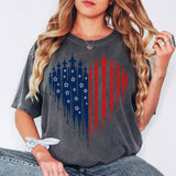 Comfort Colors® Patriotic Shirt, 4th Of July Shirt For Women, American Flag Heart Tee, USA Freedom Graphic T Shirt, Memorial Day Gift