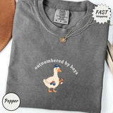 Funny Outnumbered by Boys Goose Shirt - Silly Boy Mom Graphic Tee