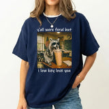 Comfort Colors® Funny Teacher Last Day of School Shirt - Y'all Were Feral But I Low Key Love You Raccoon Tee