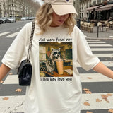 Comfort Colors® Funny Teacher Last Day of School Shirt - Y'all Were Feral But I Low Key Love You Raccoon Tee