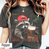 Funny Raccoon Beer Shirt - USA Patriotic Party Tee