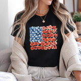 Floral American Flag Shirt - Red Poppy Patriotic Flower Women's Tee
