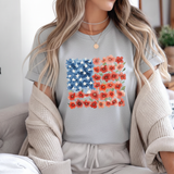Floral American Flag Shirt - Red Poppy Patriotic Flower Women's Tee