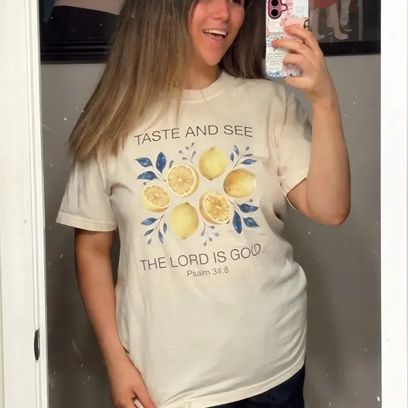 Taste and See Lemon Shirt - Bible Verse Summer Tee