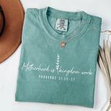 Comfort Colors® Motherhood Is Kingdom Work Shirt, Christian Mom Shirt, Religious Mom Shirt, Mothers Day Gift, Bible Shirt