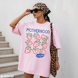 Motherhood is My Jam Comfort Colors T-Shirt - Strawberry Mama Graphic Tee